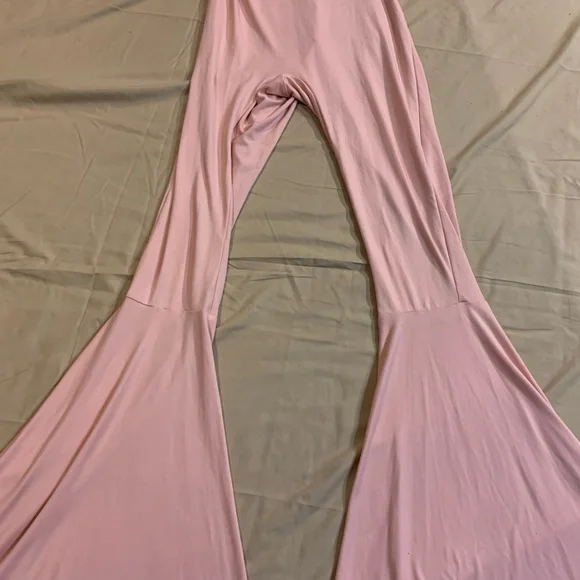 -NWT- Fashion Nova Blush Pink Flared Jumpsuit - Picture 6 of 16